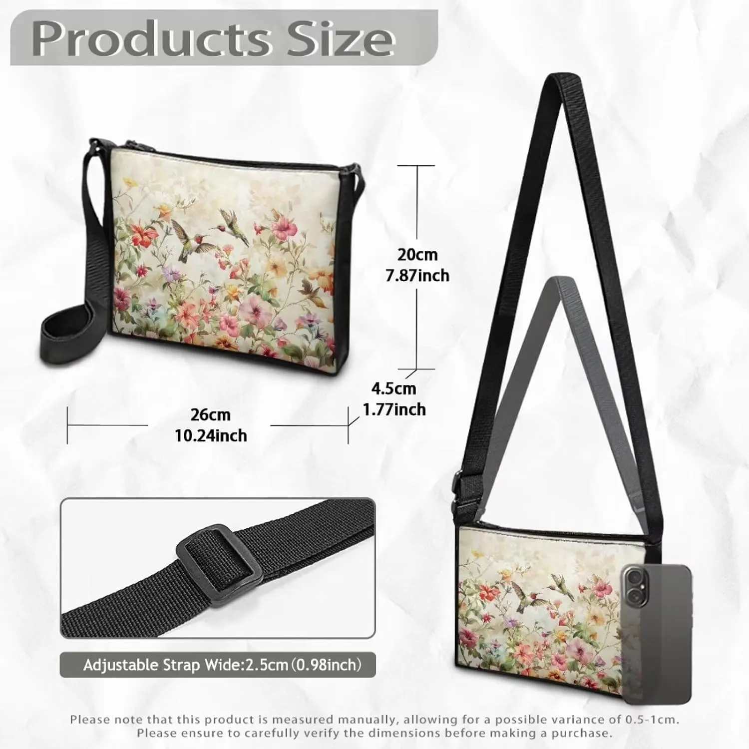 Small Shoulder Bag for Women ＆ Men Adjustable Crossbody Bag with Zipper Closure Trendy Sling Bag for Travel Sports