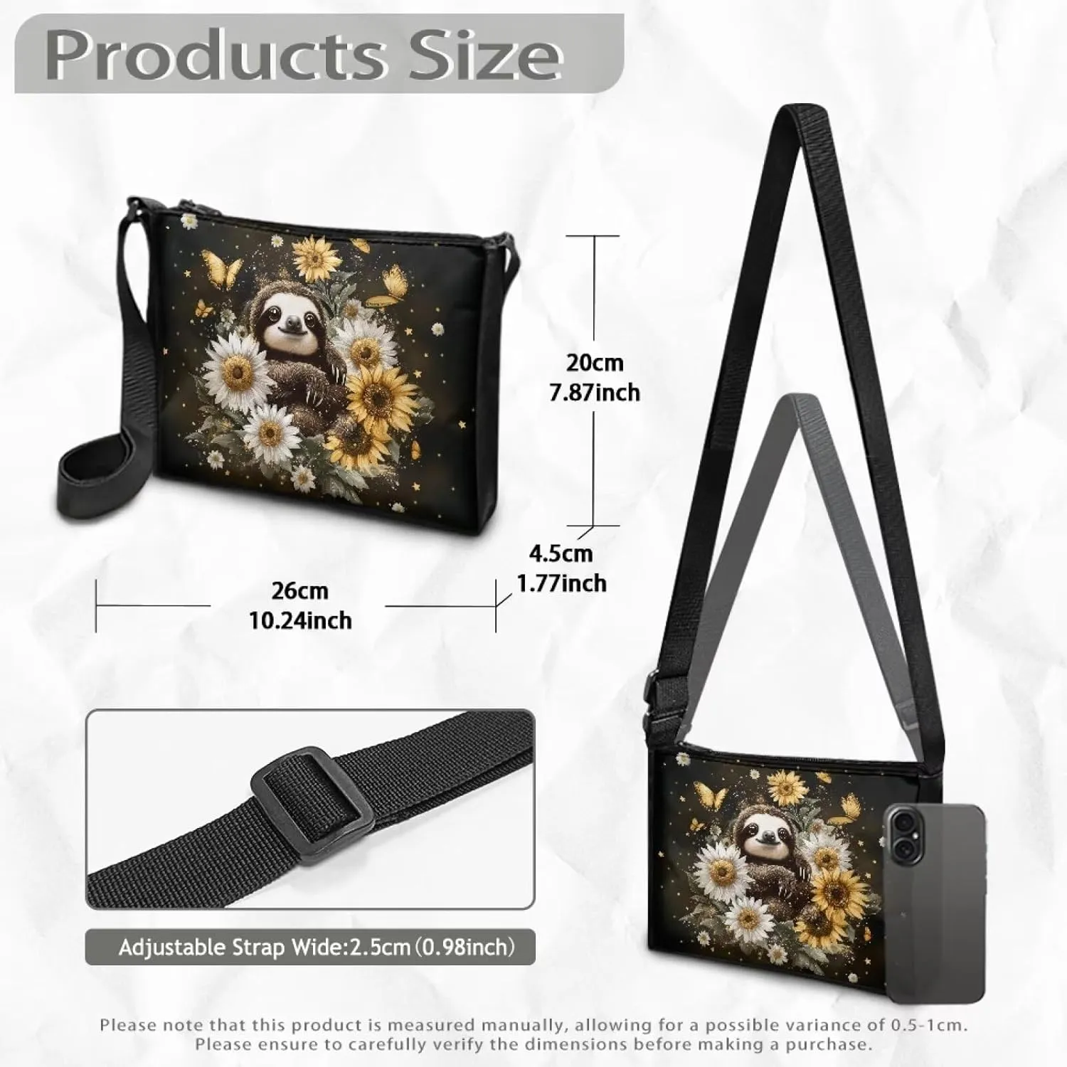 Small Shoulder Bag for Women ＆ Men Adjustable Crossbody Bag with Zipper Closure Trendy Sling Bag for Travel Sports