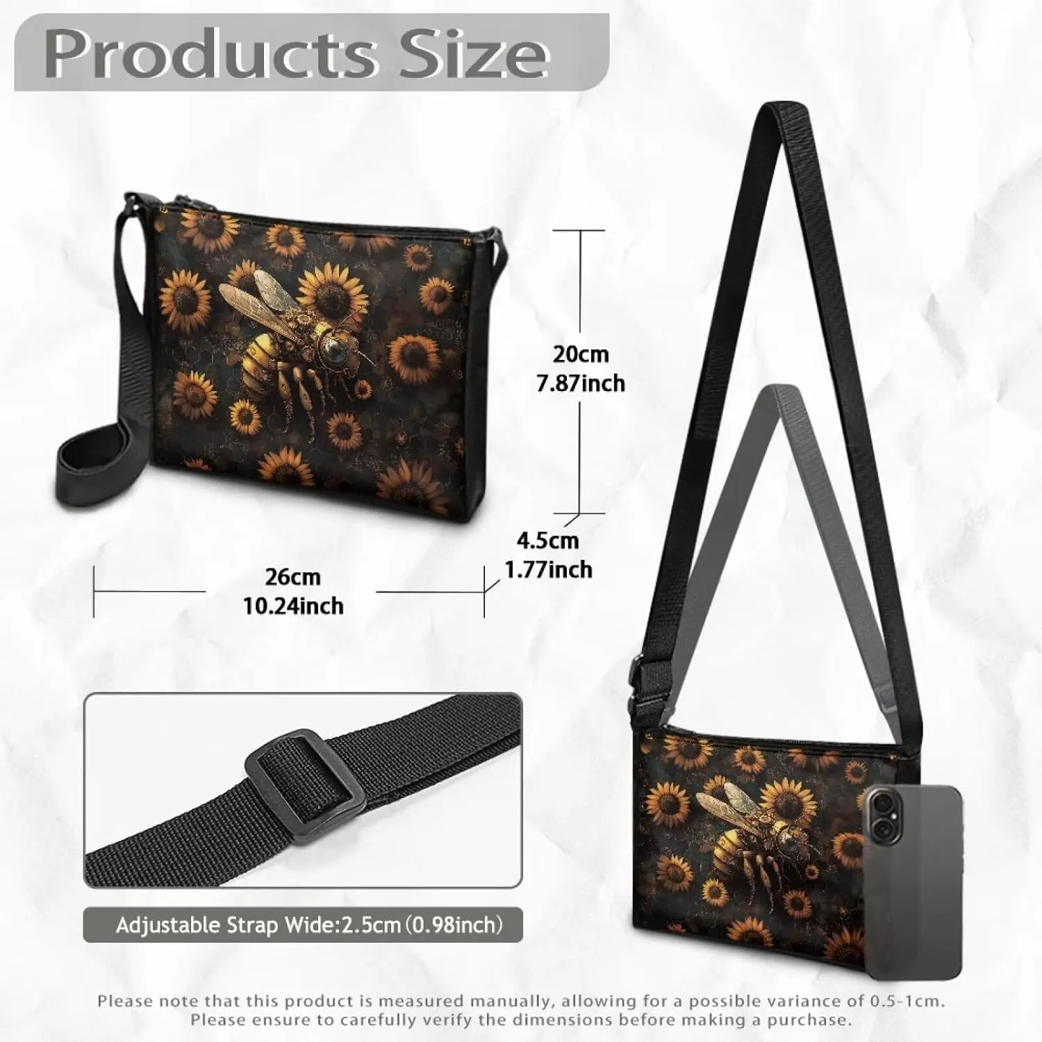 Small Shoulder Bag for Women ＆ Men Adjustable Crossbody Bag with Zipper Closure Trendy Sling Bag for Travel Sports