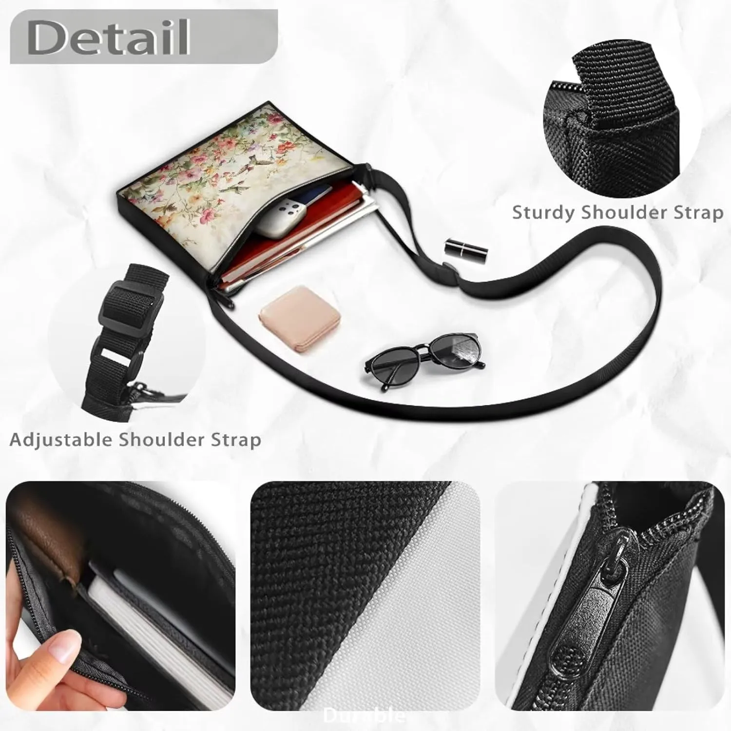 Small Shoulder Bag for Women ＆ Men Adjustable Crossbody Bag with Zipper Closure Trendy Sling Bag for Travel Sports