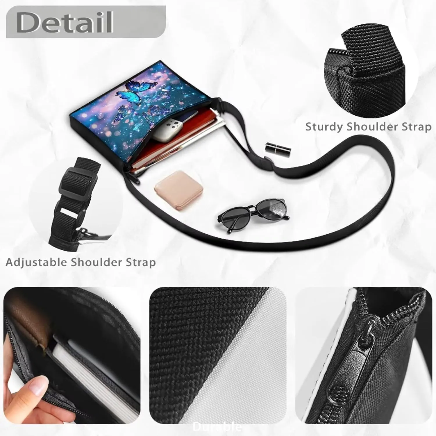 Small Shoulder Bag for Women ＆ Men Adjustable Crossbody Bag with Zipper Closure Trendy Sling Bag for Travel Sports