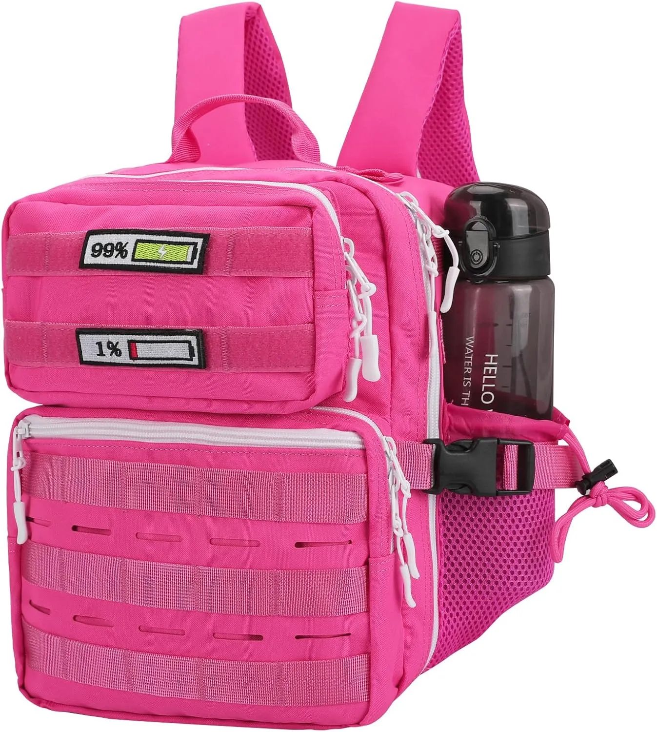 Small Tactical Backpack for Men Women,15L Mini MOLLE Tactical Daypack Rucksack with Patches for Gym Hiking Camping Travel Sport(Pink)