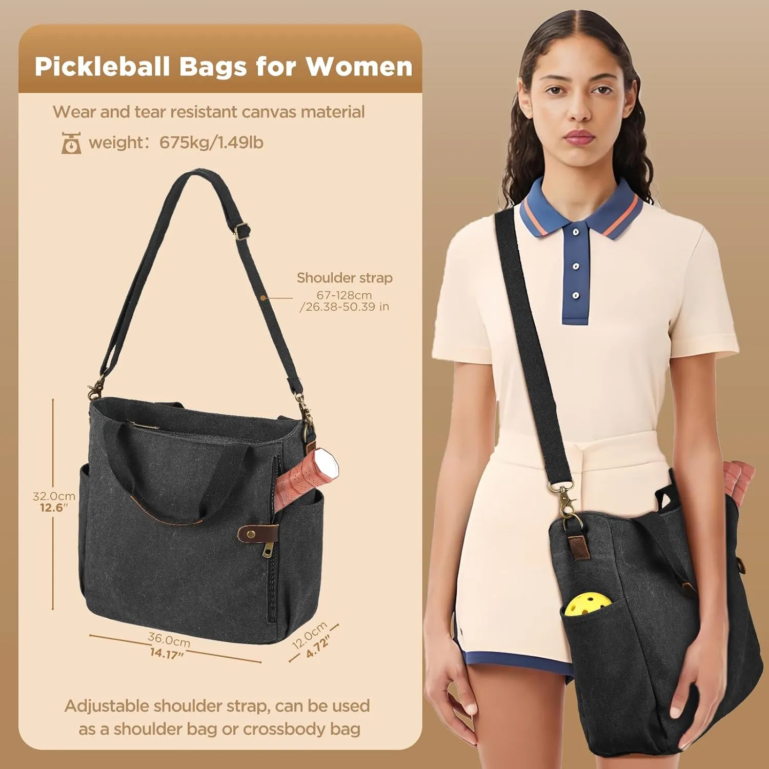 SMRITI Pickleball Bag with Adjustable Shoulder Strap- Stylish & Lightweight Pickleball Bag for Women, Large Capacity Perfect for Paddles, Balls & Accessories