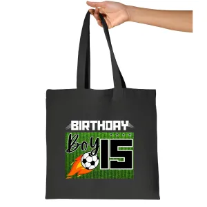 Soccer Lover 15th Birthday Gift Idea 15 Year Old Boy Navy Black Multicolor Canvas Tote Bag