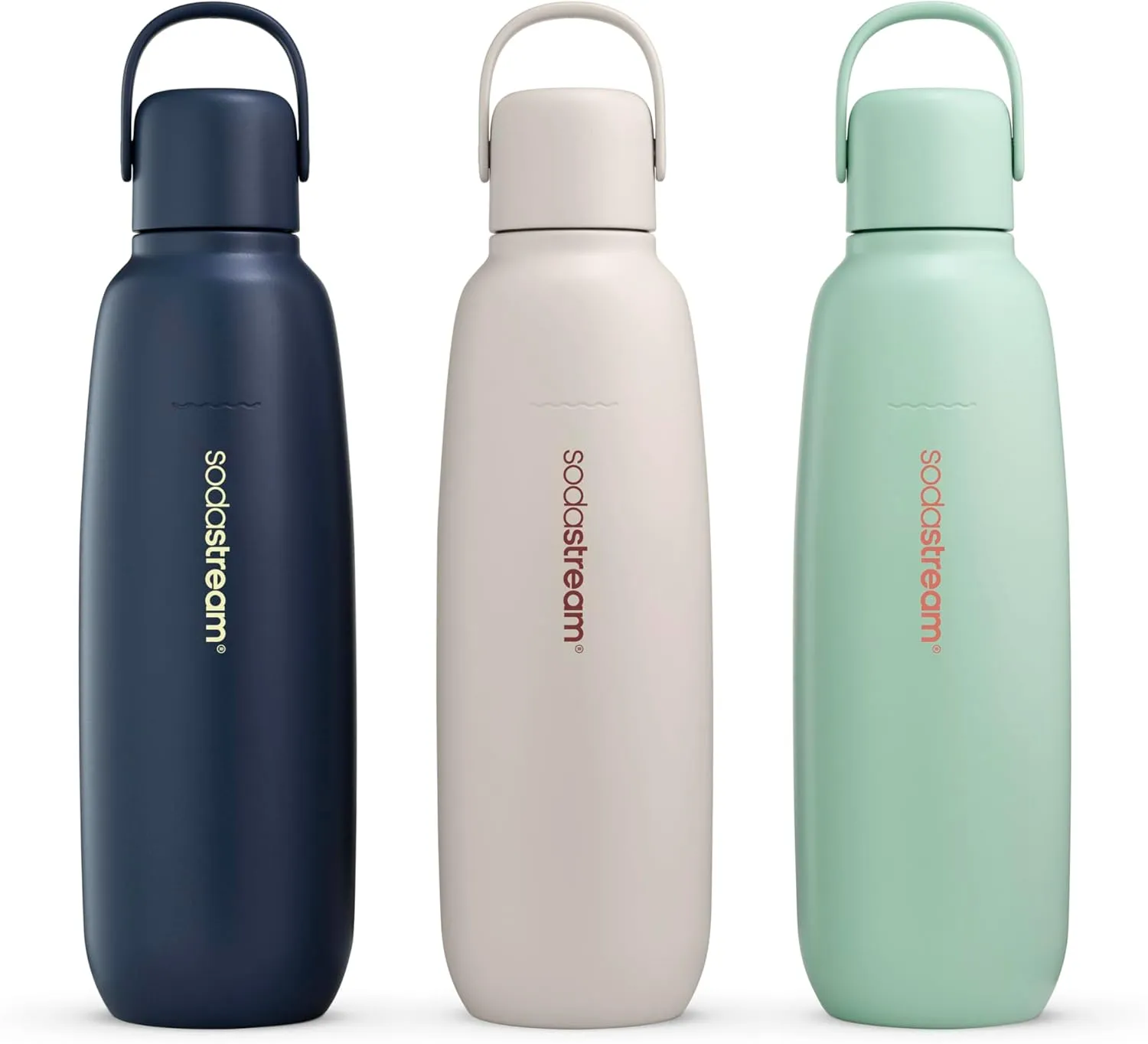 sodastream - Fizz & Go Cool Bottle | Stainless Steel Carbonating Water Bottle | Keeps Drinks Cold 12 Hrs | Cupholder Friendly | Compatible with Pink CO2 cylinder machines | Storm color | 30.4 oz