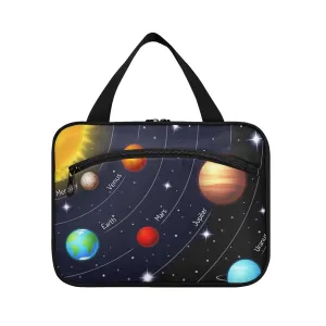 Solar System with the Sun Earth Mars Mercury Jupiter Saturn Uranus 1 PC Hanging Travel Wash bag with Handles, Portable Makeup Organizer Brush Storage Case Portable Travel Cosmetic with Hook M
