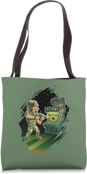 Soldier Firing On Arcade Machine Cartoon For A Gamer Tote Bag