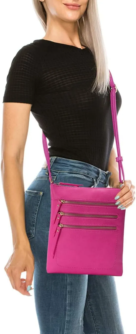 Solene Crossbody Bag Functional Multi Pocket Messenger Purse Top Zip Closure Shoulder Handbag With Adjustable Strap