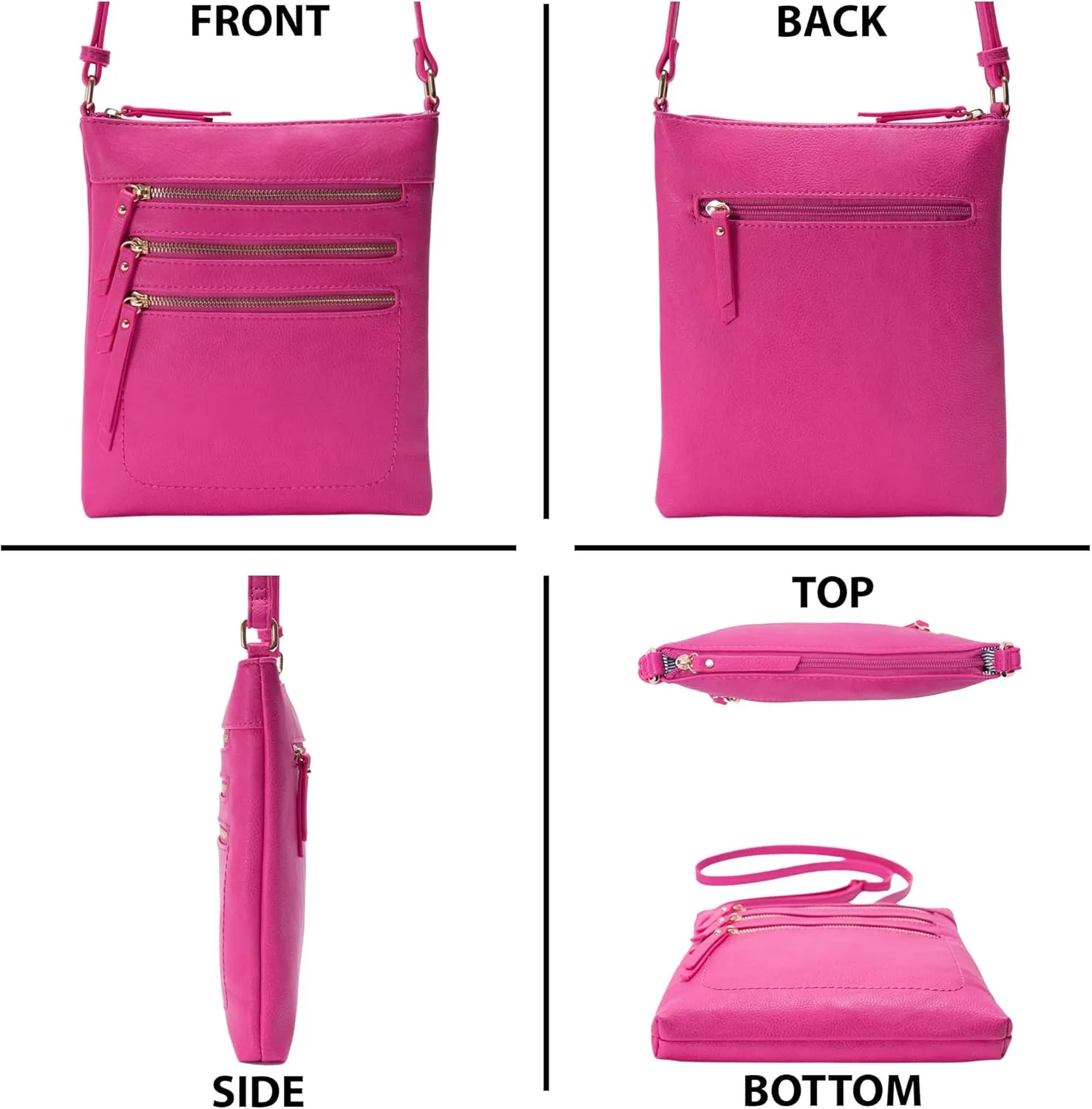 Solene Crossbody Bag Functional Multi Pocket Messenger Purse Top Zip Closure Shoulder Handbag With Adjustable Strap