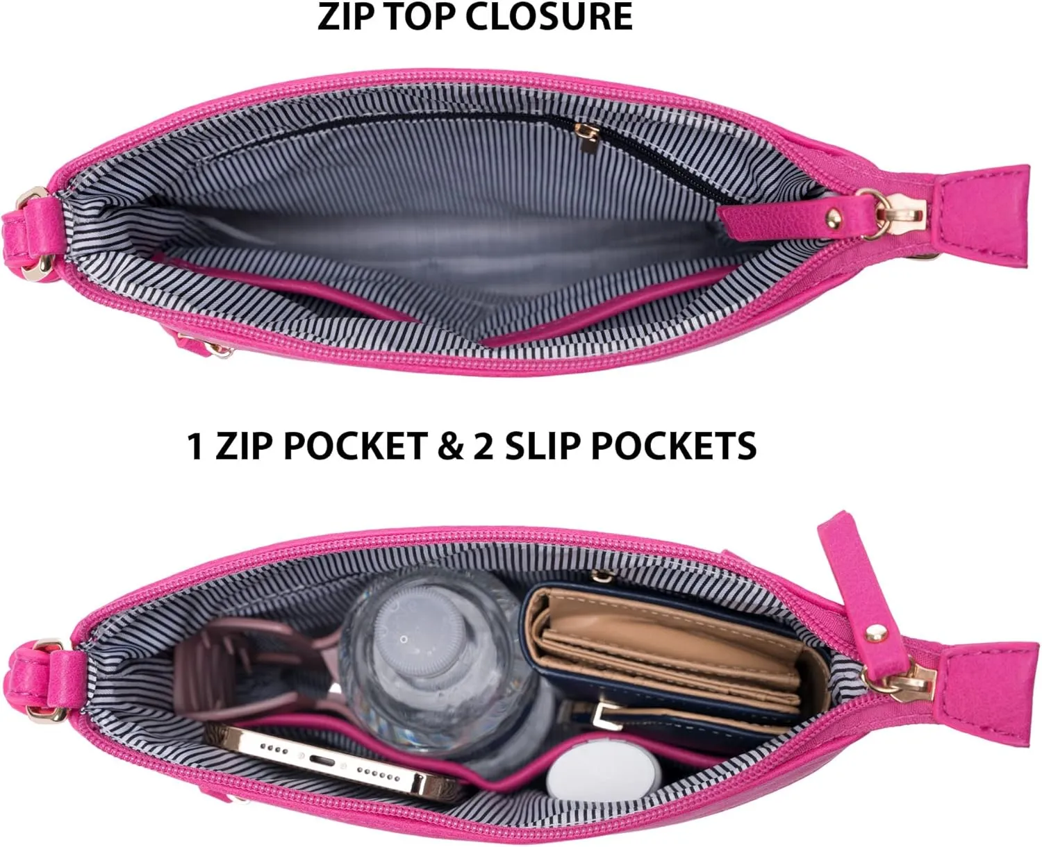 Solene Crossbody Bag Functional Multi Pocket Messenger Purse Top Zip Closure Shoulder Handbag With Adjustable Strap