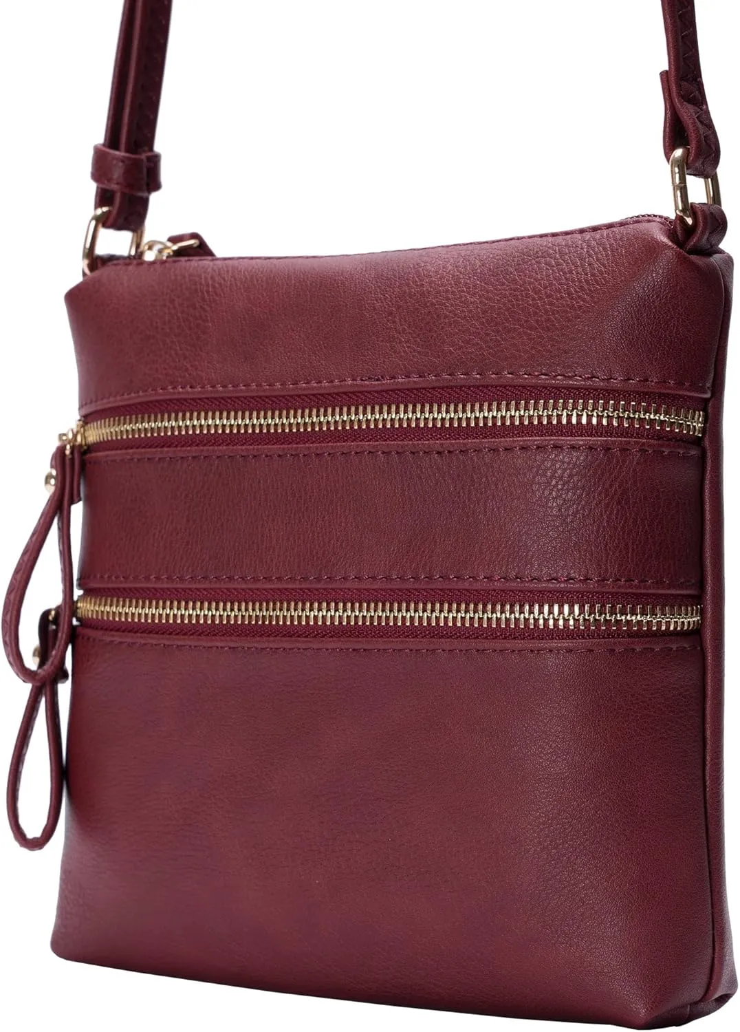 Solene Small Multi Zipper Pocket Crossbody Bag with Adjustable Strap, Lightweight Travel Purse, Daily Small Messenger Pouch