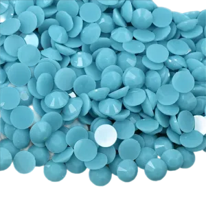 Solid Aqua Resin Jelly Round Flat Back Rhinestones