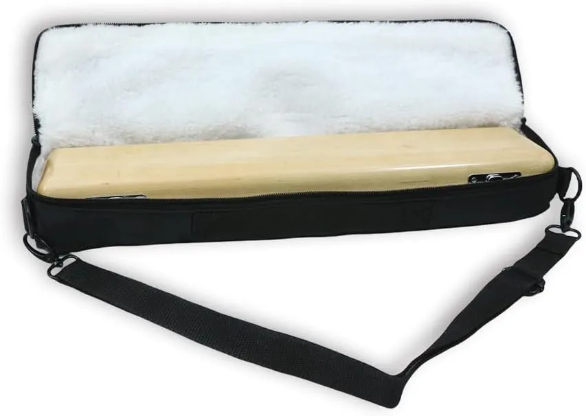 Solid Wood Flute Case Carrying Case for 16 Hole /17 Hole Flute with Adjustable Shoulder Strap Soft Bag Flute Storage Box Flute Woodwind Instrument Accessories for Flute Protection (16 hole)