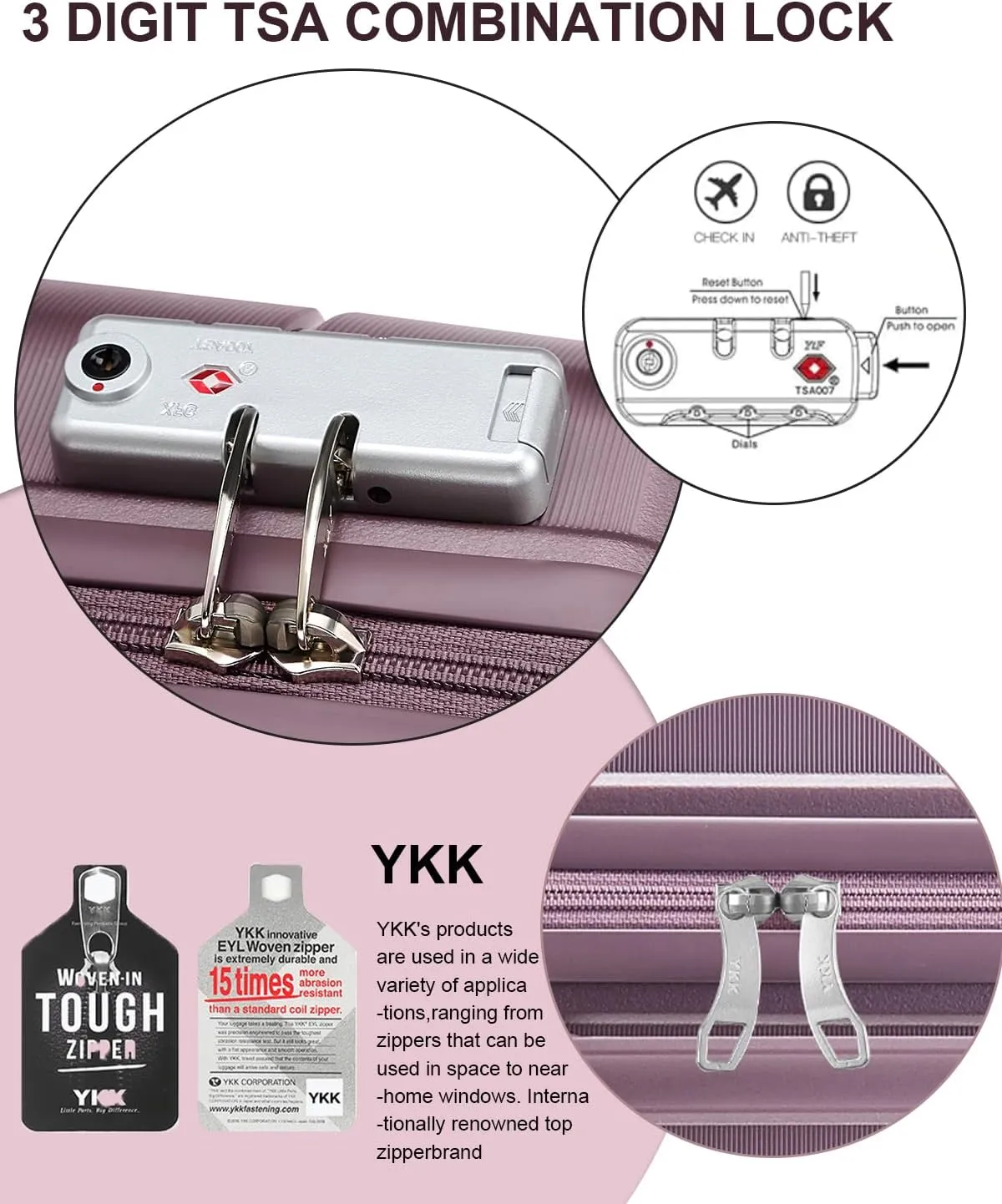 Somago 20 Inch Carry On Luggage Sets Hardside Suitcase with Double Spinner Wheels and TSA Lock YKK Zipper (Elegant Purple,14/20)