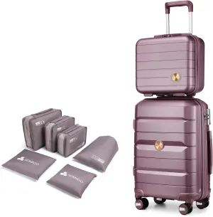 Somago 20 Inch Carry On Luggage Sets Hardside Suitcase with Double Spinner Wheels and TSA Lock YKK Zipper (Elegant Purple,14/20)