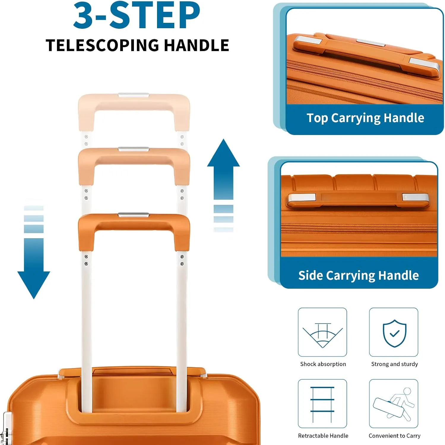 Somago 20-Inch Carry-On Suitcase with TSA Lock, Waterproof, Lightweight, Polypropylene, Sunset Orange, 5-Year Warranty