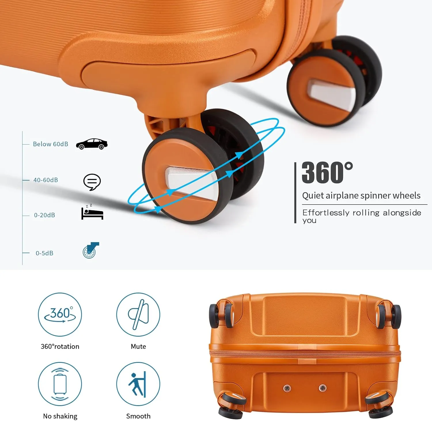 Somago 20-Inch Carry-On Suitcase with TSA Lock, Waterproof, Lightweight, Polypropylene, Sunset Orange, 5-Year Warranty