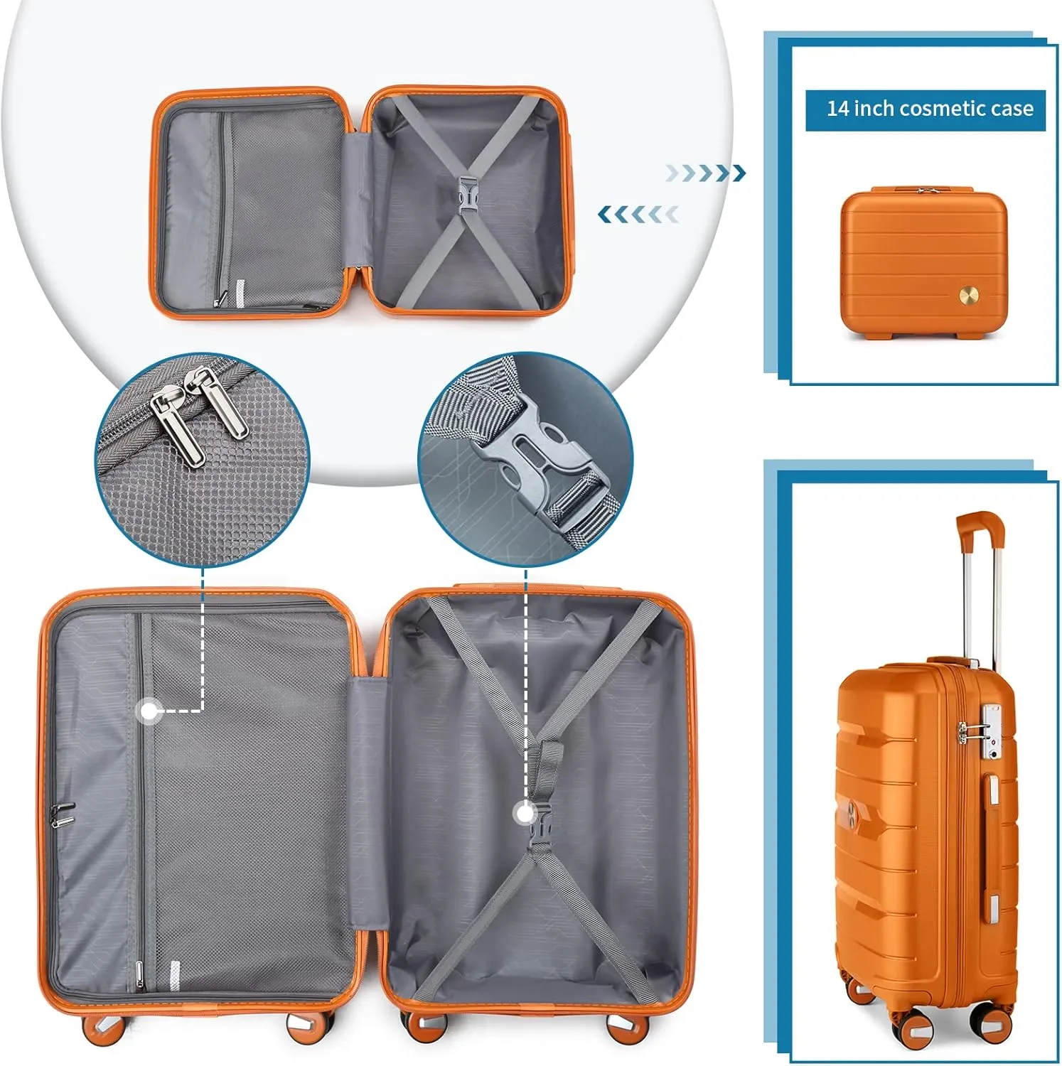 Somago 20-Inch Carry-On Suitcase with TSA Lock, Waterproof, Lightweight, Polypropylene, Sunset Orange, 5-Year Warranty