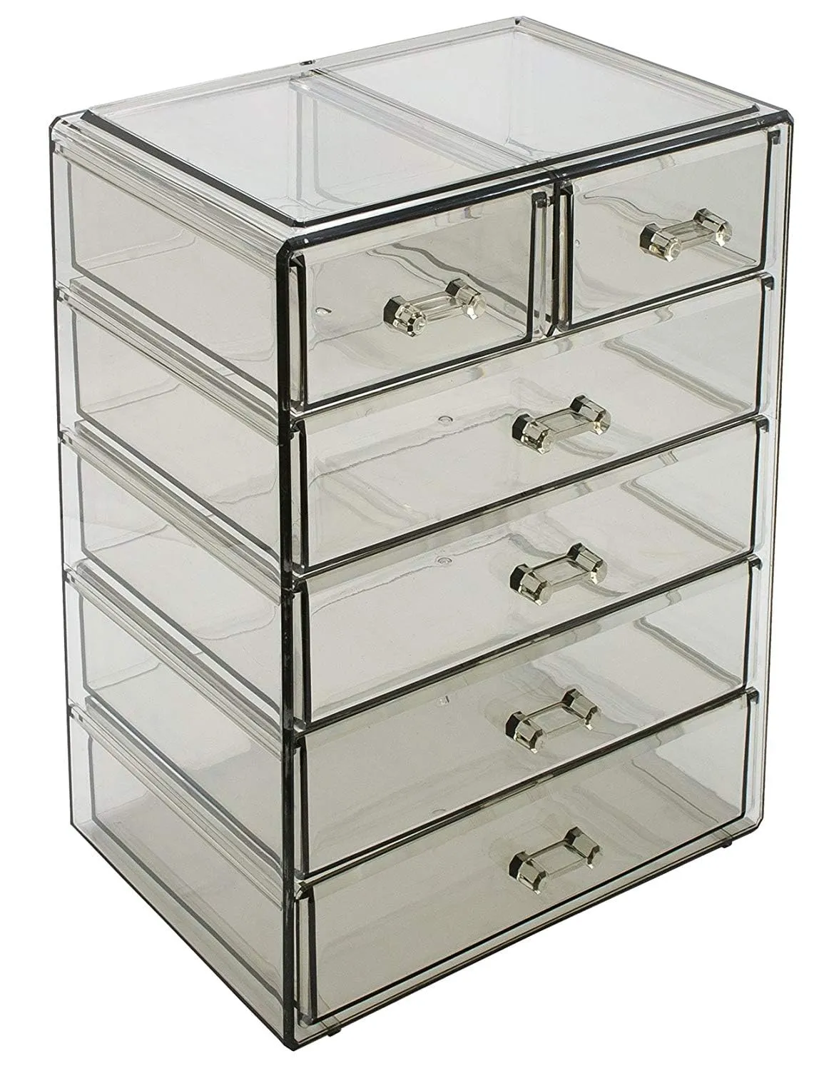 Sorbus Acrylic Makeup Organizer - Organization and Storage Case for Cosmetics Make Up & Jewelry - Big Clear Makeup Organizer for Vanity, Bathroom, College Dorm, Closet, Desk (4 Large, 2 Small Drawers)