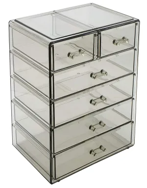Sorbus Acrylic Makeup Organizer - Organization and Storage Case for Cosmetics Make Up & Jewelry - Big Clear Makeup Organizer for Vanity, Bathroom, College Dorm, Closet, Desk (4 Large, 2 Small Drawers)