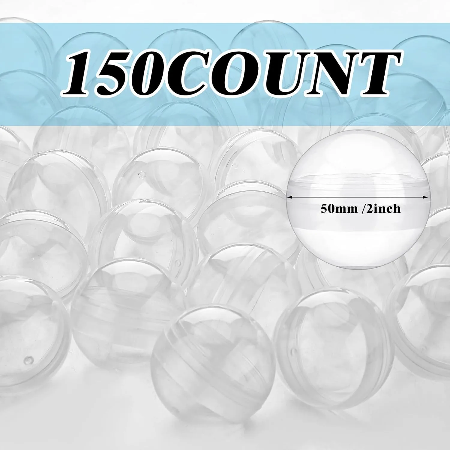 Sosation 150 Pcs 2 Inch Gumball Vending Machine Capsules Empty Round Capsules Plastic Containers Toy Supplies for Easter Prizes Party Favors
