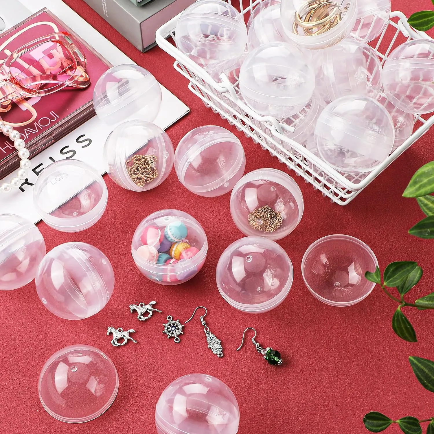 Sosation 150 Pcs 2 Inch Gumball Vending Machine Capsules Empty Round Capsules Plastic Containers Toy Supplies for Easter Prizes Party Favors