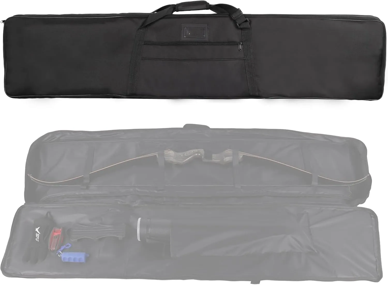 SPG Archery Recurve Bow Case for Longbow and Traditional Bow, 2 Sizes Longbow Case Full Length Traditional Recurve Bow Cases for Youth and Adults with Pocket to Store Arrow Quiver
