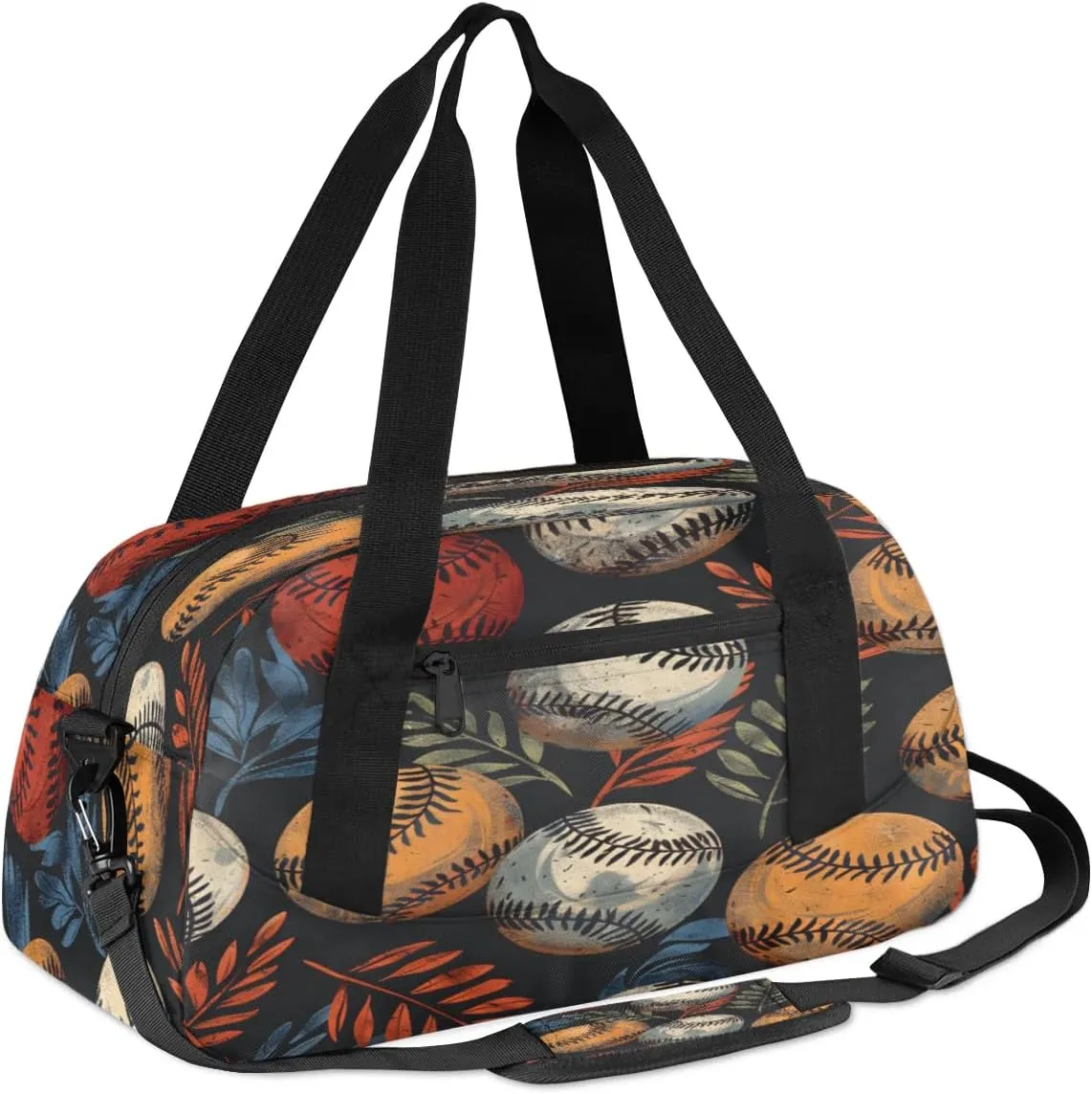 Sport Duffel Bag Baseball Leaves Kids Gym Bag Weekender Overnight Bags for Boys Girls Teens Carry On Workout Travel Bag