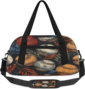 Sport Duffel Bag Baseball Leaves Kids Gym Bag Weekender Overnight Bags for Boys Girls Teens Carry On Workout Travel Bag