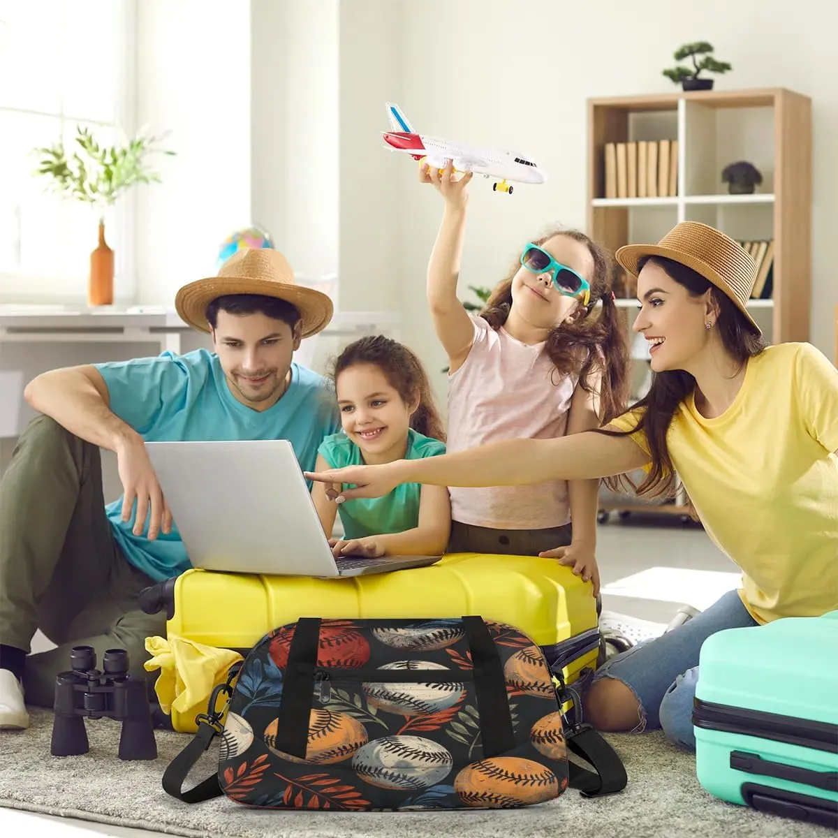 Sport Duffel Bag Baseball Leaves Kids Gym Bag Weekender Overnight Bags for Boys Girls Teens Carry On Workout Travel Bag