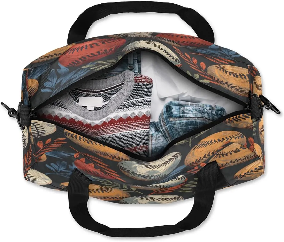 Sport Duffel Bag Baseball Leaves Kids Gym Bag Weekender Overnight Bags for Boys Girls Teens Carry On Workout Travel Bag