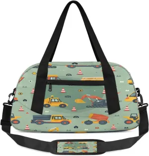 Sport Duffel Bag Cars Excavators Kids Gym Bag Weekender Overnight Bags for Boys Girls Teens Carry On Workout Travel Bag
