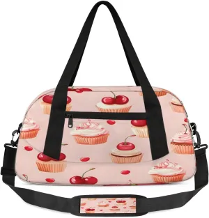 Sport Duffel Bag Cherry Cake Kids Gym Bag Weekender Overnight Bags for Boys Girls Teens Carry On Workout Travel Bag