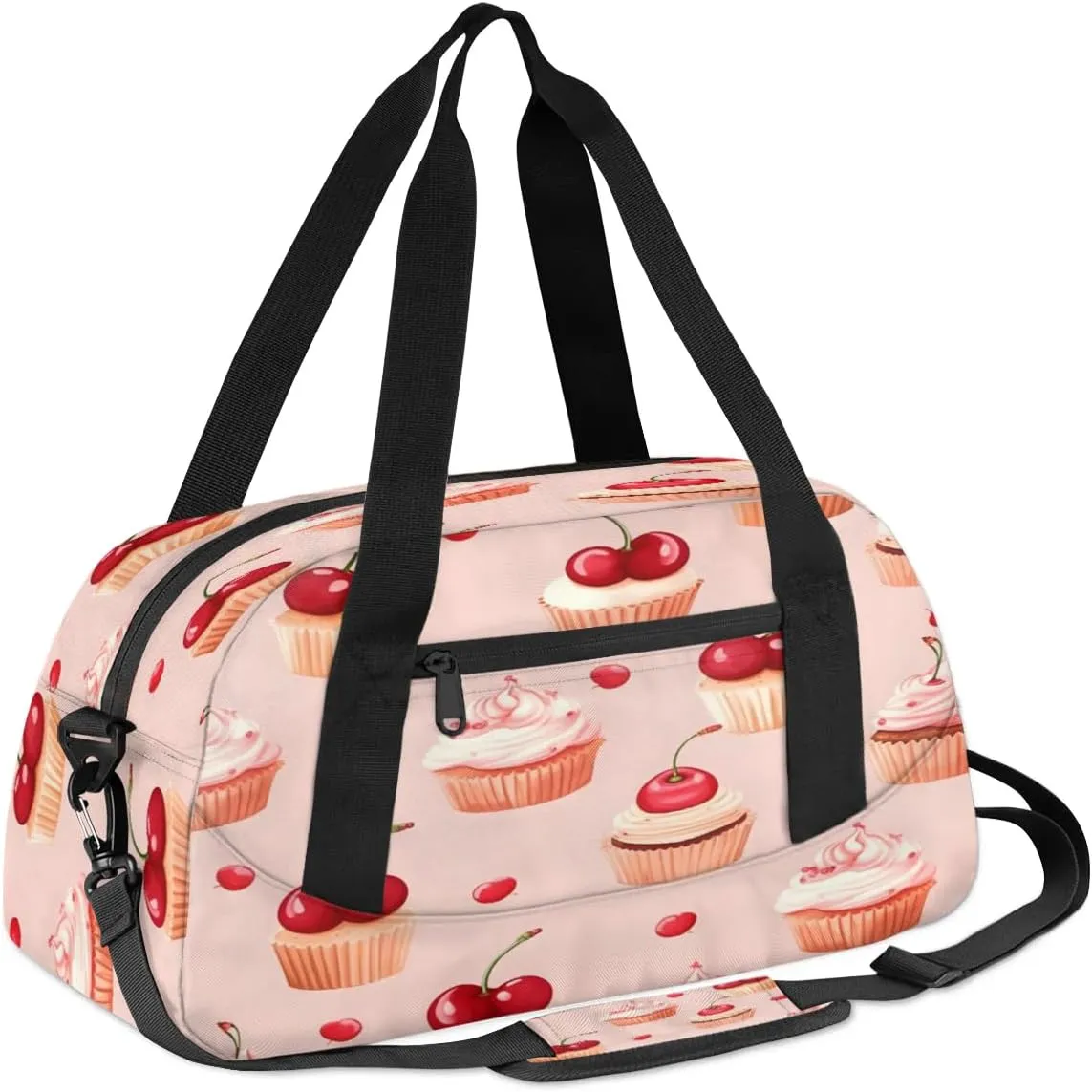 Sport Duffel Bag Cherry Cake Kids Gym Bag Weekender Overnight Bags for Boys Girls Teens Carry On Workout Travel Bag
