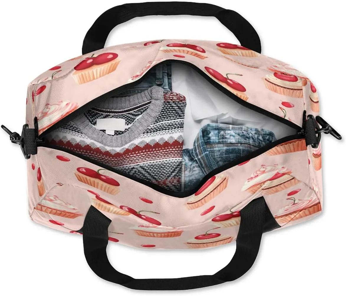 Sport Duffel Bag Cherry Cake Kids Gym Bag Weekender Overnight Bags for Boys Girls Teens Carry On Workout Travel Bag