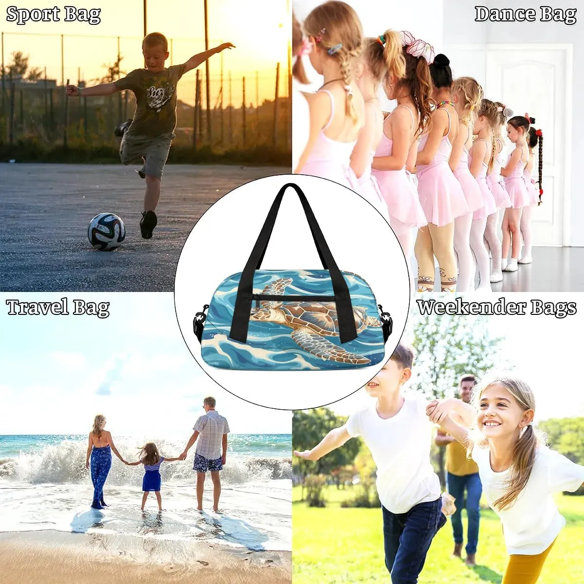 Sport Duffel Bag Ocean Sea Turtle Kids Gym Bag Weekender Overnight Bags for Boys Girls Teens Carry On Workout Travel Bag
