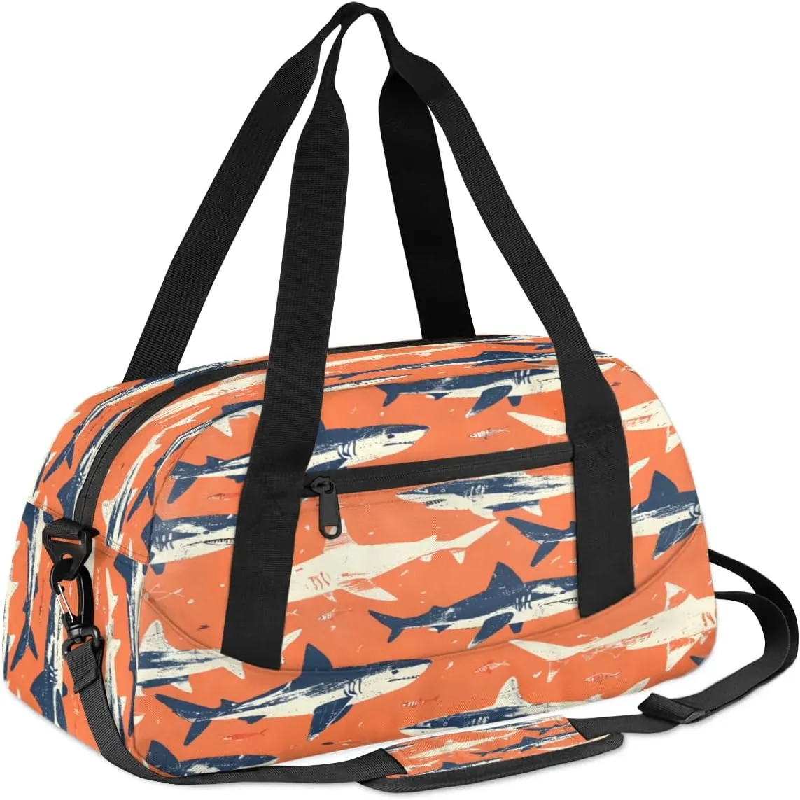 Sport Duffel Bag Sharks Theme Kids Gym Bag Weekender Overnight Bags for Boys Girls Teens Carry On Workout Travel Bag