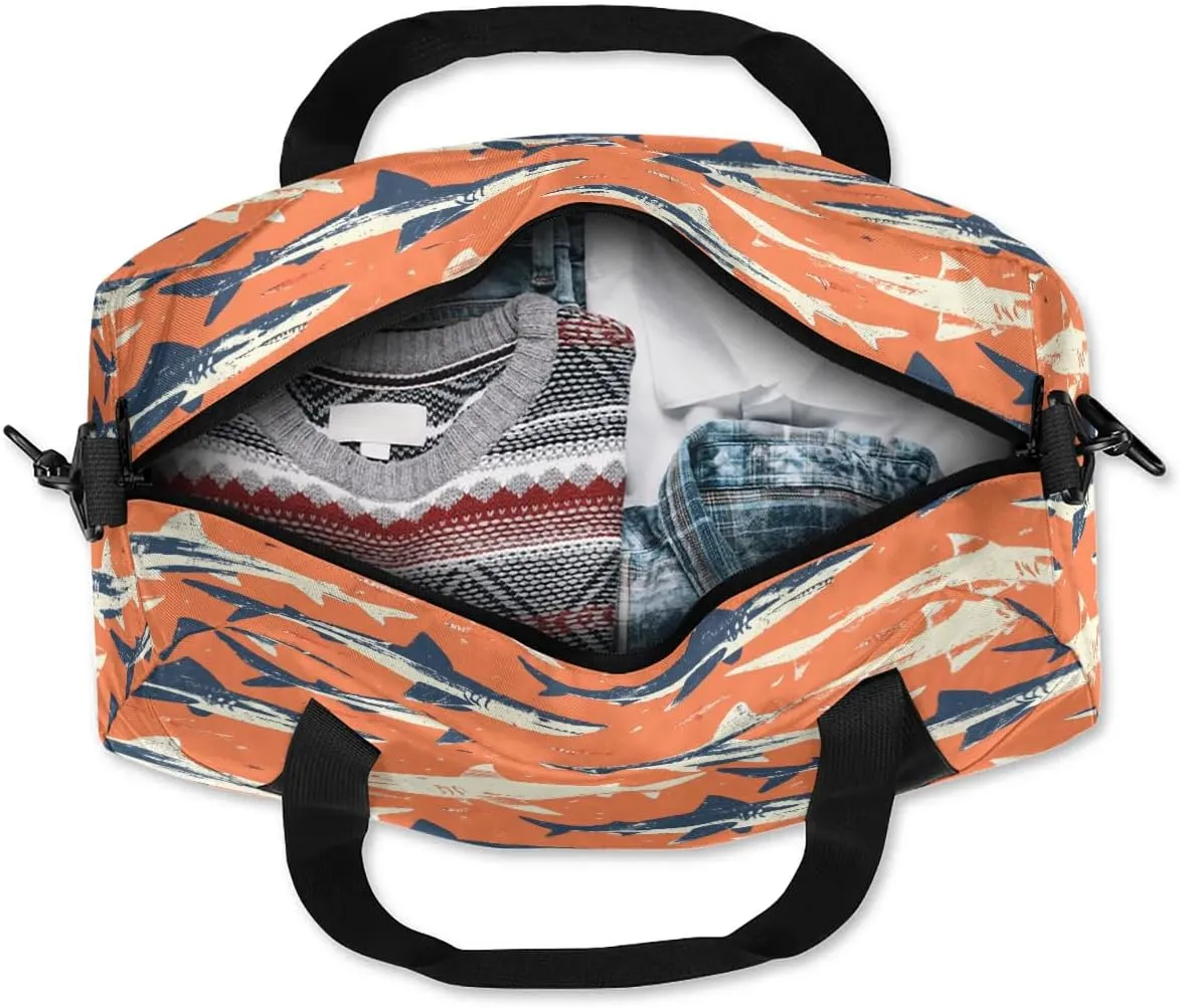 Sport Duffel Bag Sharks Theme Kids Gym Bag Weekender Overnight Bags for Boys Girls Teens Carry On Workout Travel Bag