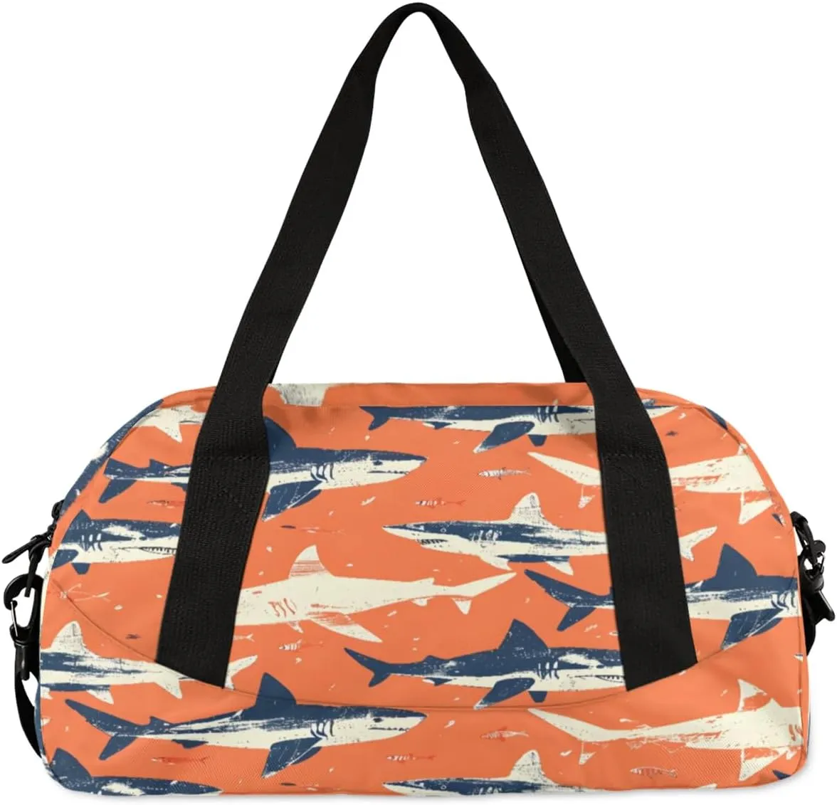 Sport Duffel Bag Sharks Theme Kids Gym Bag Weekender Overnight Bags for Boys Girls Teens Carry On Workout Travel Bag