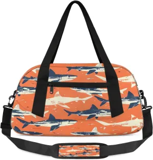 Sport Duffel Bag Sharks Theme Kids Gym Bag Weekender Overnight Bags for Boys Girls Teens Carry On Workout Travel Bag