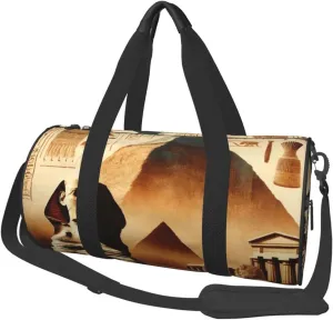 Sports Duffel Bag Ancient-Egyptian-Civilization-Sphinx Foldable Travel Tote Bag Weekender Sleepover Carry On Bag