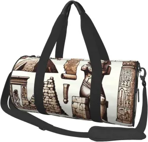 Sports Duffel Bag Ancient-Egyptian-Pyramid-Pharaoh Foldable Travel Tote Bag Weekender Sleepover Carry On Bag