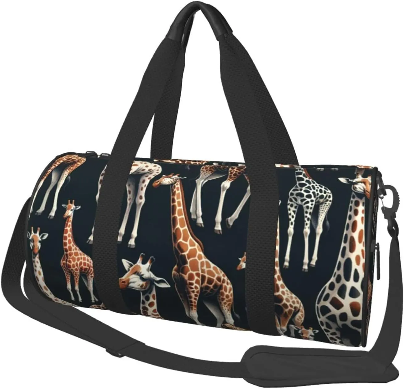 Sports Duffel Bag Funny-Realistic-Giraffes Foldable Travel Tote Bag Weekender Sleepover Carry On Bag