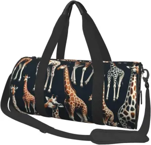 Sports Duffel Bag Funny-Realistic-Giraffes Foldable Travel Tote Bag Weekender Sleepover Carry On Bag