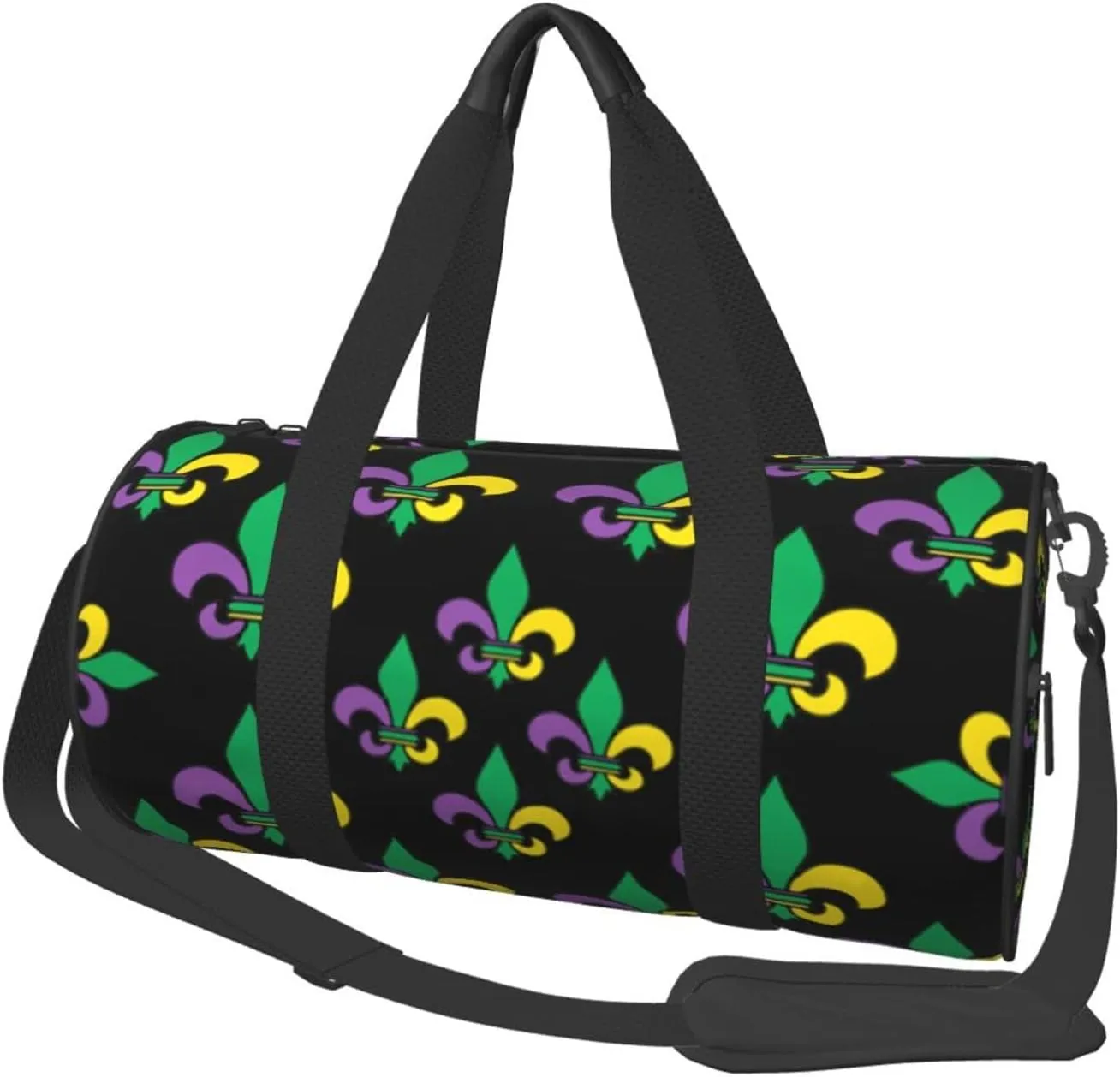 Sports Duffel Bag Mardi-Gras-Carnival-Fleur-De-Lis Foldable Travel Tote Bag Weekender Sleepover Carry On Bag