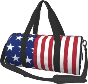 Sports Duffel Bag Novelty-Us-American-Flag Foldable Travel Tote Bag Weekender Sleepover Carry On Bag