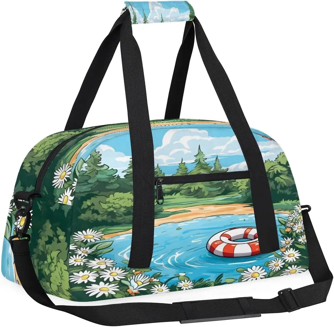Sports Duffle Bags Travel Duffle Bag Gym Bag Island Beach Swim Ring Weekender Travel Bag Waterproof Overnight Bag Carry On Travel Tote Bag Dance Bags
