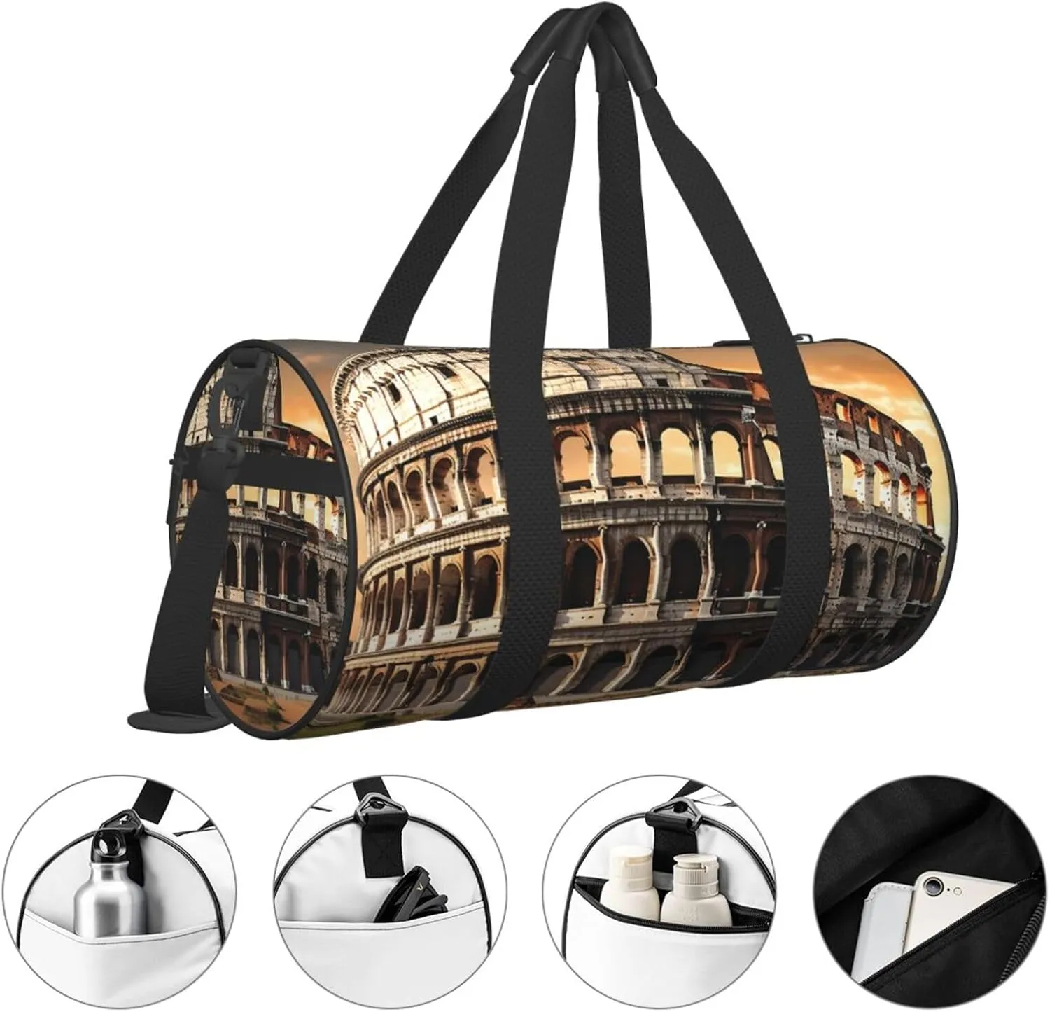 Sports Gym Bag for Women Men Travel Duffel Bag Tote Weekender Bag Carry on Overnight Bag for Travel Swimming Fitness Workout Sports Ancient Colosseum Duffle Bag