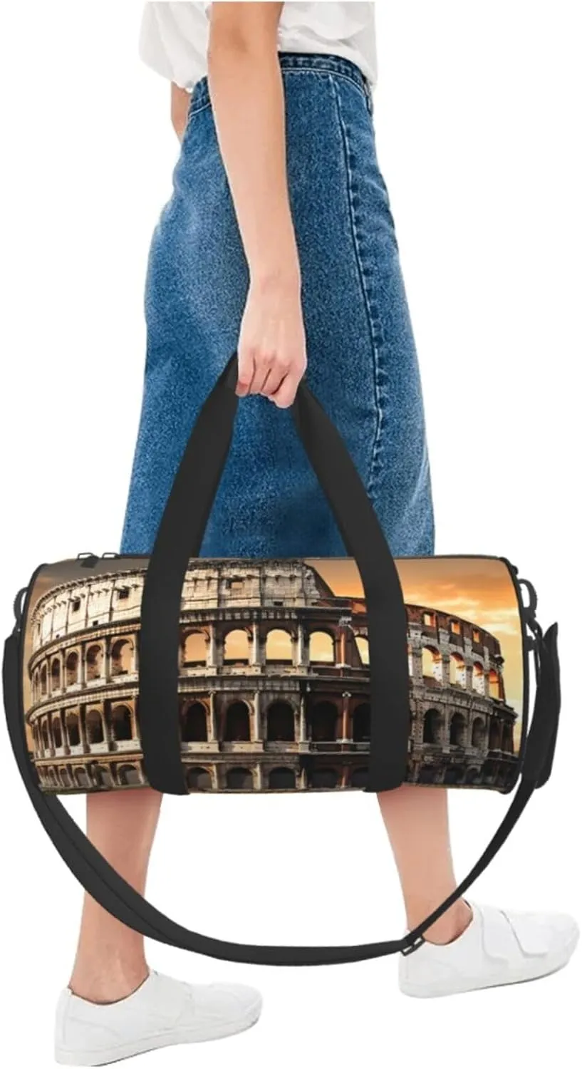 Sports Gym Bag for Women Men Travel Duffel Bag Tote Weekender Bag Carry on Overnight Bag for Travel Swimming Fitness Workout Sports Ancient Colosseum Duffle Bag