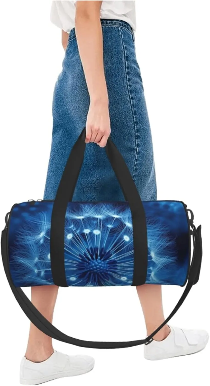 Sports Gym Bag for Women Men Travel Duffel Bag Tote Weekender Bag Carry on Overnight Bag for Travel Swimming Fitness Workout Sports Blue Dandelion Duffle Bag